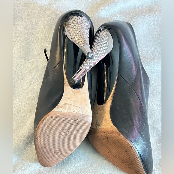 Jimmy Choo Black Leather Lace Up Ankle Boots Size 38 - Picture 5 of 7